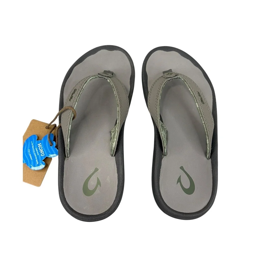OluKai Ohana Sandals Boys 2/3 Fog Gray Water Resistant Flip Flops 30101-7B7B